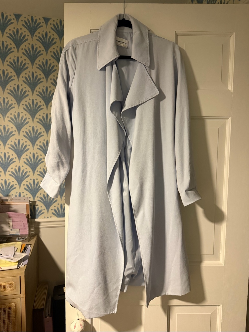 Club Monaco Pale Blue Draped Trench Coat
